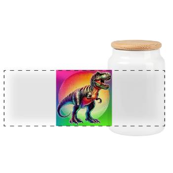 Dinosaurier - Panorama Keksdose mit Holzdeckel - Weiß - Vorne