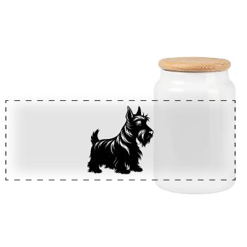 Scottish Terrier Dog - Panoramic Cookie Jar with Wooden Lid - white - Front