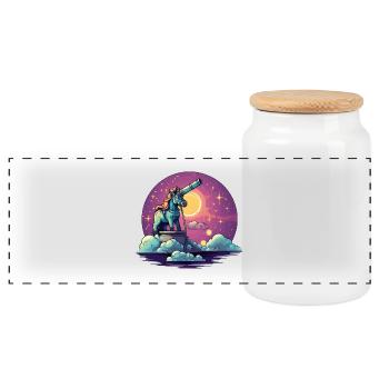Télescope lunaire sur une mer de nuages - Boîte à biscuits avec couvercle en bois - blanc - Devant