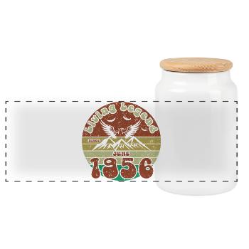 70e anniversaire : Légende vivante depuis le VIN 06/1956 - Boîte à biscuits avec couvercle en bois - blanc - Devant