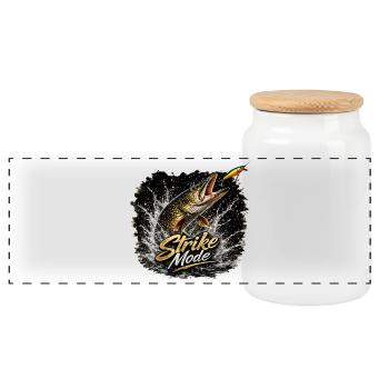Mode Frappe – Chemise de pêche Predator - Boîte à biscuits avec couvercle en bois - blanc - Devant