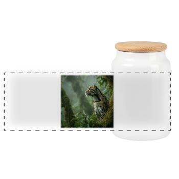 Léopards nuageux dans la forêt tropicale Félins sauvages nobles - Boîte à biscuits avec couvercle en bois - blanc - Devant