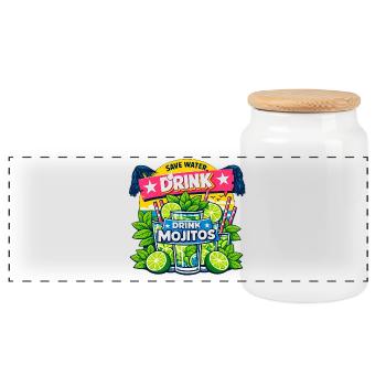 Sauvez l'eau, buvez Mojitos - Boîte à biscuits avec couvercle en bois - blanc - Devant