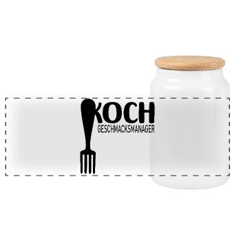 Geschmacksmanager Papa Koch - Panorama Keksdose mit Holzdeckel - Weiß - Vorne