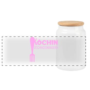 Geschmacksmanagerin Mama Köchin - Panorama Keksdose mit Holzdeckel - Weiß - Vorne