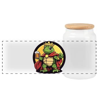 Turtle Beer Funny - Panoramic Cookie Jar with Wooden Lid - white - Front
