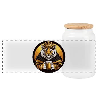 Tiger Bier Lustig - Panorama Keksdose mit Holzdeckel - Weiß - Vorne