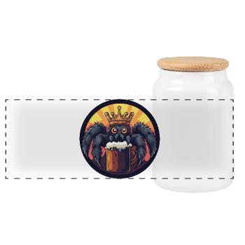 Tarantula Beer Funny - Panoramic Cookie Jar with Wooden Lid - white - Front