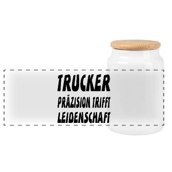 Trucker - Panorama Keksdose mit Holzdeckel - Weiß - Vorne