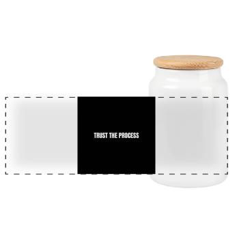 Confidence in the Process - Panoramic Cookie Jar with Wooden Lid - white - Front