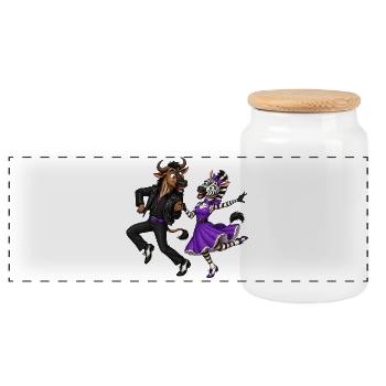 Gnous et zèbres dans le moment de danse rockante - Boîte à biscuits avec couvercle en bois - blanc - Devant