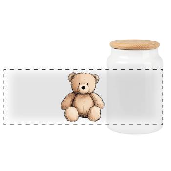 Teddybär, Teddybär, Stofftier - Panorama Keksdose mit Holzdeckel - Weiß - Vorne