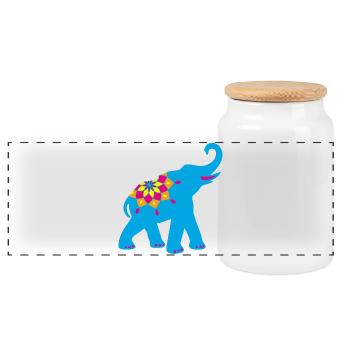 Elefant blau Yoga Namaste Stärke Deko indisch Fan - Panorama Keksdose mit Holzdeckel - Weiß - Vorne