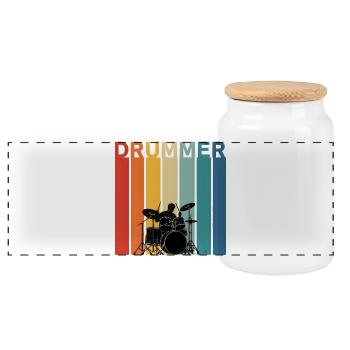 Trommelgeschenk für Musikliebhaber - Panorama Keksdose mit Holzdeckel - Weiß - Vorne