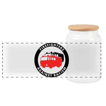 Firefighters Against Racism Symbol - Panorama Keksdose mit Holzdeckel - Weiß - Vorne
