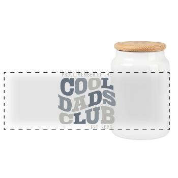 Club des Pères Cool - Cadeau Papa 2026 - Boîte à biscuits avec couvercle en bois - blanc - Devant