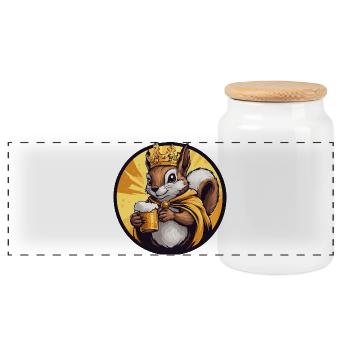 Eichhörnchen Bier Lustig - Panorama Keksdose mit Holzdeckel - Weiß - Vorne