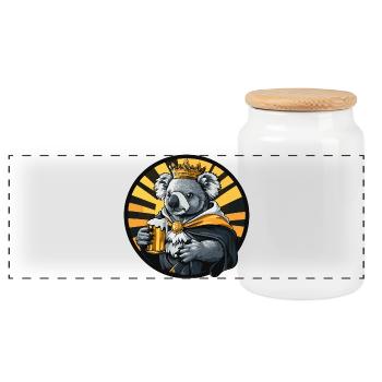 Koala Beer Funny - Panoramic Cookie Jar with Wooden Lid - white - Front