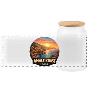 Vacances au coucher du soleil sur la côte amalfitaine, Italie - Boîte à biscuits avec couvercle en bois - blanc - Devant
