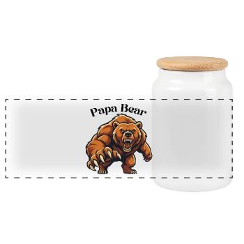 Papa Bear Shirt – Strong Dad Protector Father Tee - Panorama Keksdose mit Holzdeckel - Weiß - Vorne