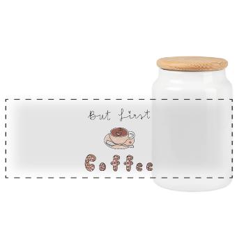 Mais d’abord le café - Boîte à biscuits avec couvercle en bois - blanc - Devant
