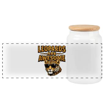 Les léopards sont géniaux – Léopard avec des lunettes de soleil - Boîte à biscuits avec couvercle en bois - blanc - Devant