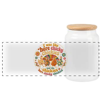 Poule Humour Rétro Groovy Cadeau Fermière - Boîte à biscuits avec couvercle en bois - blanc - Devant