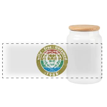 40e anniversaire Sauvage, libre et indompté depuis 06/1986 - Boîte à biscuits avec couvercle en bois - blanc - Devant