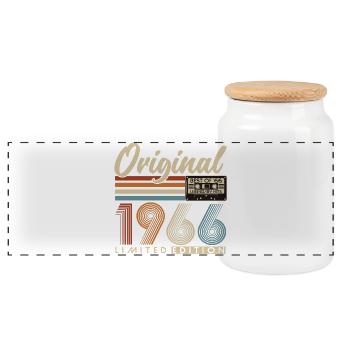 1966 Vintage Anniversaire Vintage Rétro Cadeau - Boîte à biscuits avec couvercle en bois - blanc - Devant