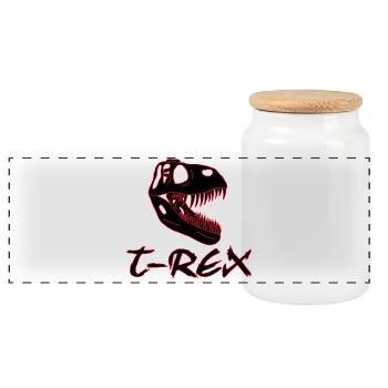tyrannosaur - Panoramic Cookie Jar with Wooden Lid - white - Front