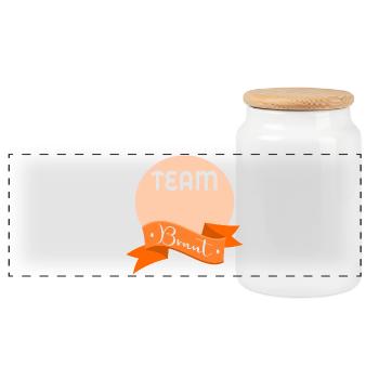 Team Braut - Panorama Keksdose mit Holzdeckel - Weiß - Vorne