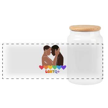 Pride Love Couple LGBTQ+ Hearts Design - Panorama Keksdose mit Holzdeckel - Weiß - Vorne