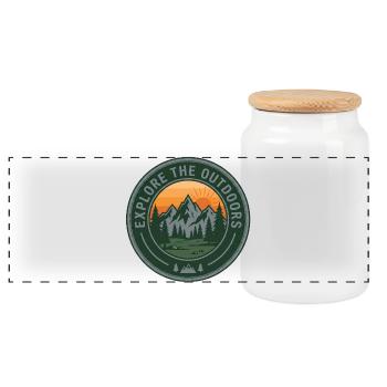 Explorez les montagnes en plein air - Boîte à biscuits avec couvercle en bois - blanc - Devant
