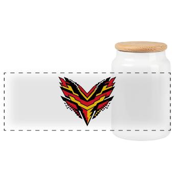 V-Pixelsturm Kontrast-Logo - Panorama Keksdose mit Holzdeckel - Weiß - Vorne