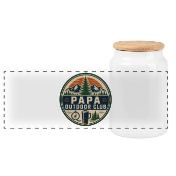 Papa Outdoor Club - Panoramic Cookie Jar with Wooden Lid - white - Front