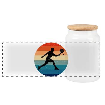 Idée cadeau pour les fans de padel avec du padel pour débutants - Boîte à biscuits avec couvercle en bois - blanc - Devant