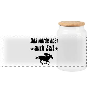 Reiten - Panorama Keksdose mit Holzdeckel - Weiß - Vorne