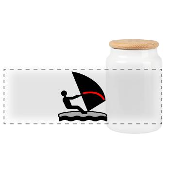 Surf - Boîte à biscuits avec couvercle en bois - blanc - Devant