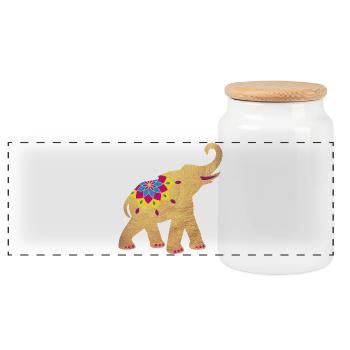 Elefant Gold Yoga Indien Tierliebe Zootier Namaste - Panorama Keksdose mit Holzdeckel - Weiß - Vorne