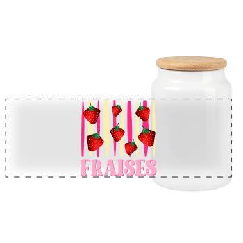 Fraises - Boîte à biscuits avec couvercle en bois - blanc - Devant