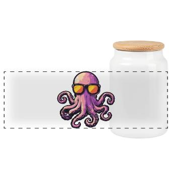 Vacances de bandes dessinées Octopus - Boîte à biscuits avec couvercle en bois - blanc - Devant