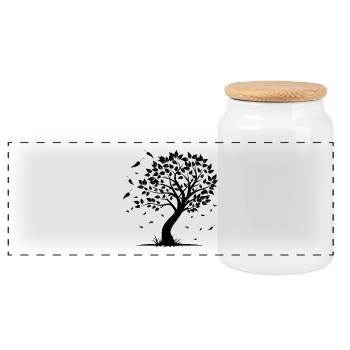 Tree with wind - Panoramic Cookie Jar with Wooden Lid - white - Front