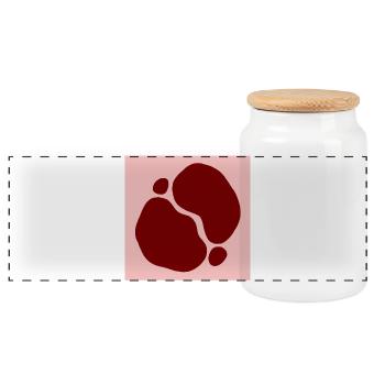 Red Organic Shapes Design - Panoramic Cookie Jar with Wooden Lid - white - Front