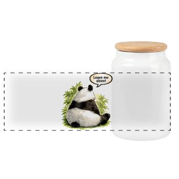 Panda « Laisse-moi tranquille » T-shirt d’humeur de petite amie en colère - Boîte à biscuits avec couvercle en bois - blanc - Devant