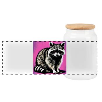 Raton laveur - Boîte à biscuits avec couvercle en bois - blanc - Devant