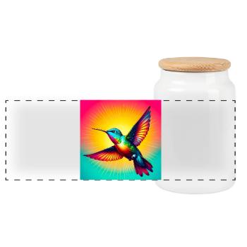 colibri - Boîte à biscuits avec couvercle en bois - blanc - Devant