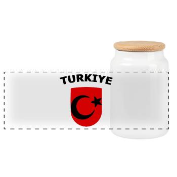 Rotes Türkei Schildemblem Halbmondstern - Panorama Keksdose mit Holzdeckel - Weiß - Vorne