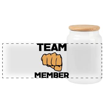 Combative Fist Icon - Panoramic Cookie Jar with Wooden Lid - white - Front