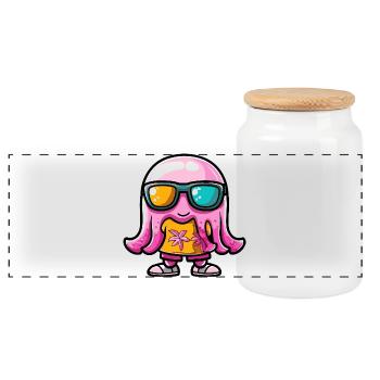 Vacances de bandes dessinées sur les Méduses - Boîte à biscuits avec couvercle en bois - blanc - Devant