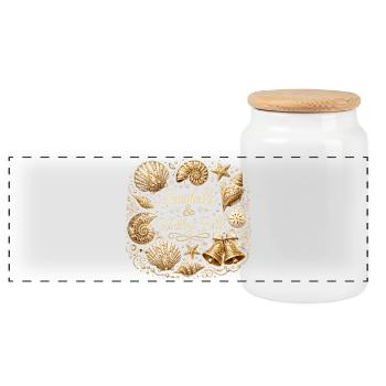 Seashells & Wedding Bells – Maritimer JGA - Panorama Keksdose mit Holzdeckel - Weiß - Vorne